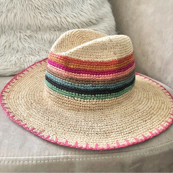 Paul Smith Accessories - Paul Smith Swirl Rainbow Stripe Straw Hat NWOT